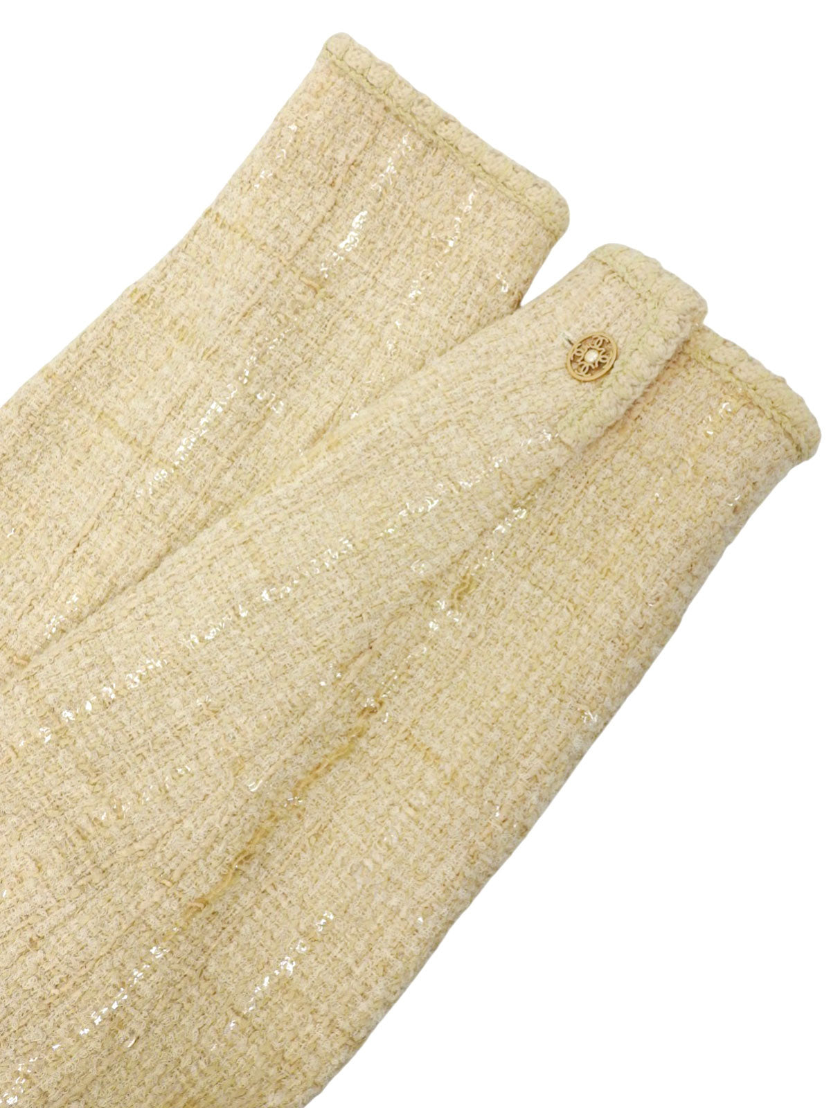 2001 Tweed CC Mark 设计纽扣夹克,米色