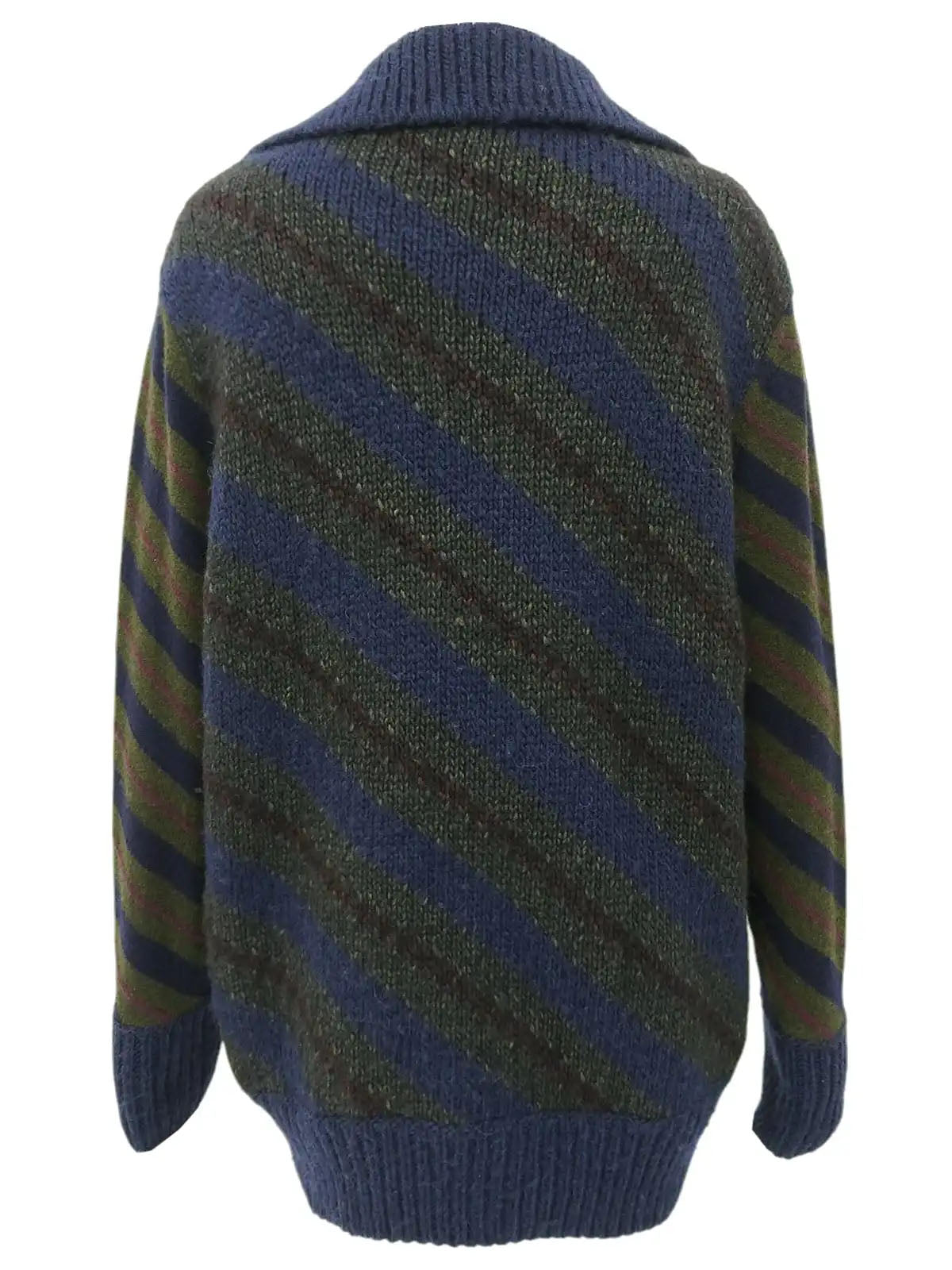 Striped knit top in navy/khaki/burgundy