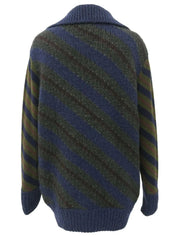 Striped knit top in navy/khaki/burgundy