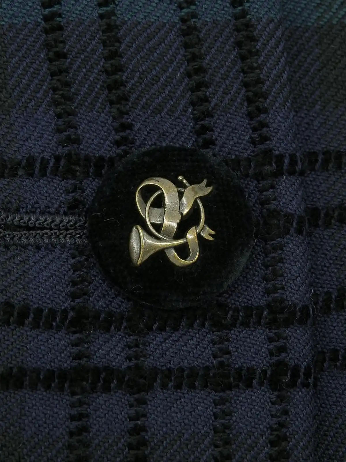 绿/藏青/黑色格纹牛角钮扣套装