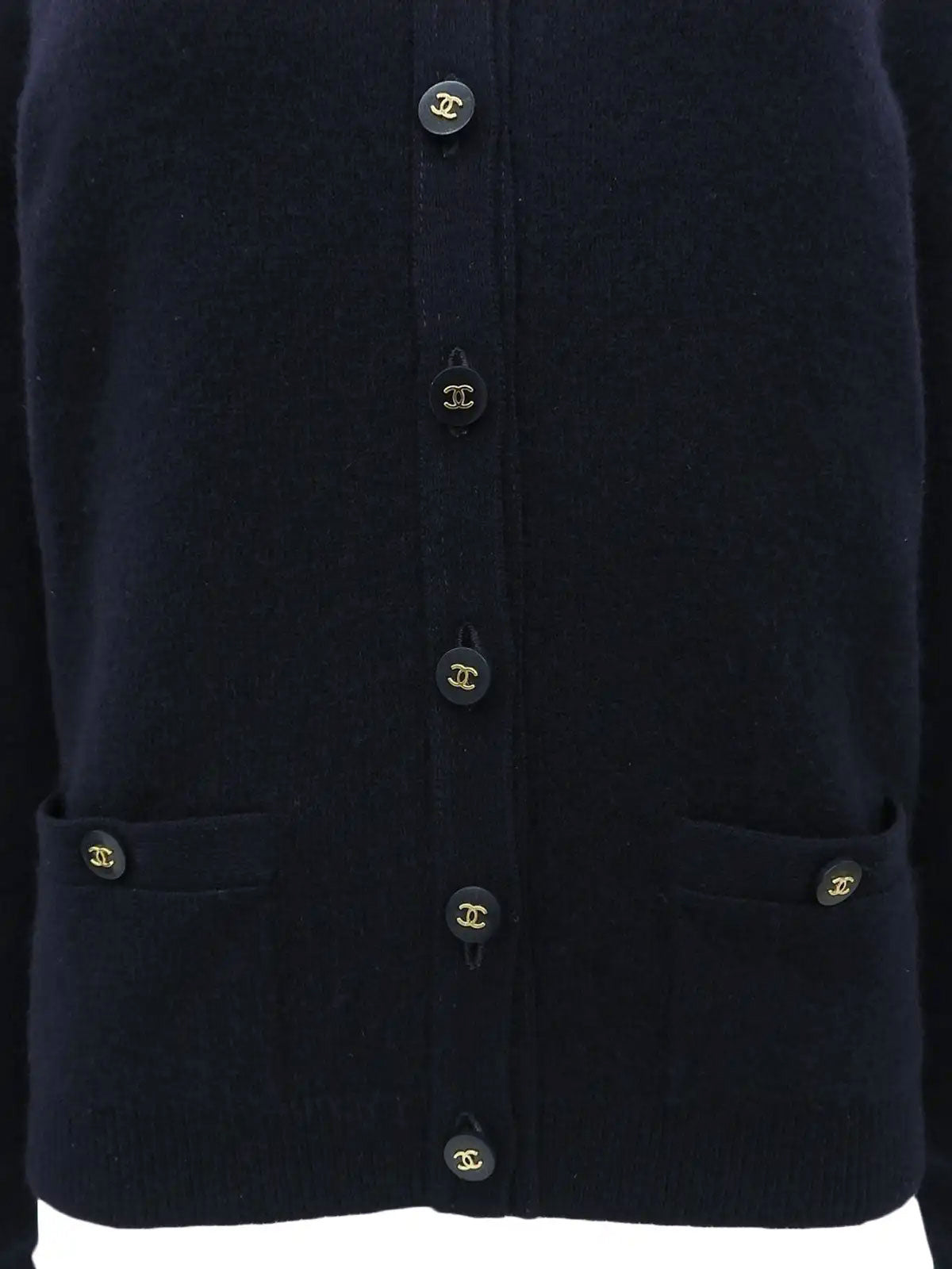 1995 羊绒 CC Mark 纽扣开衫,海军蓝
