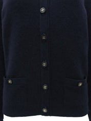 1995 羊绒 CC Mark 纽扣开衫,海军蓝