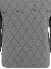 Diamond Pattern Logo Embroidered Knit Sweater in Gray