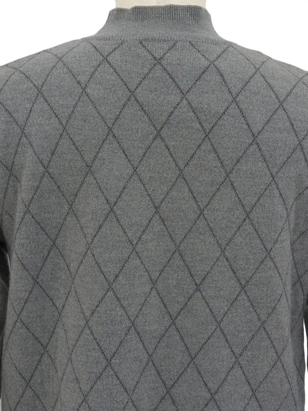 Diamond Pattern Logo Embroidered Knit Sweater in Gray