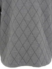 Diamond Pattern Logo Embroidered Knit Sweater in Gray