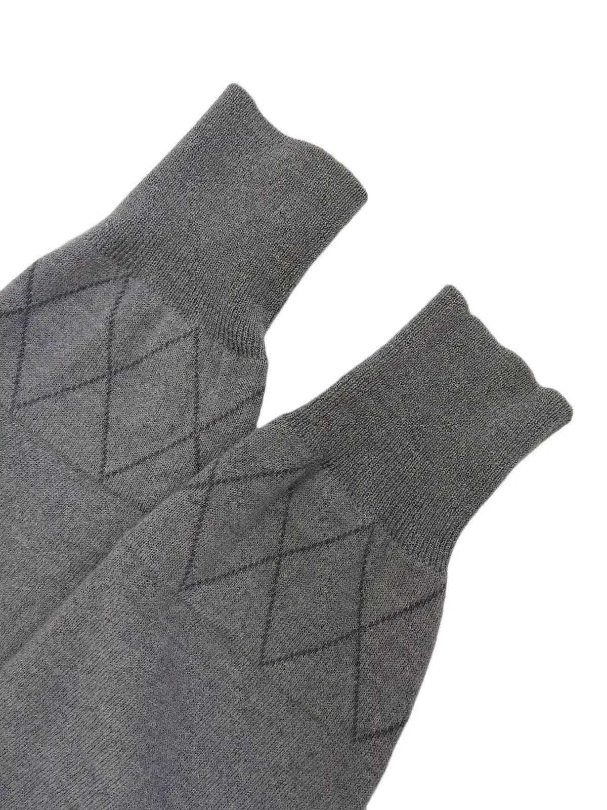Diamond Pattern Logo Embroidered Knit Sweater in Gray