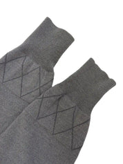 Diamond Pattern Logo Embroidered Knit Sweater in Gray