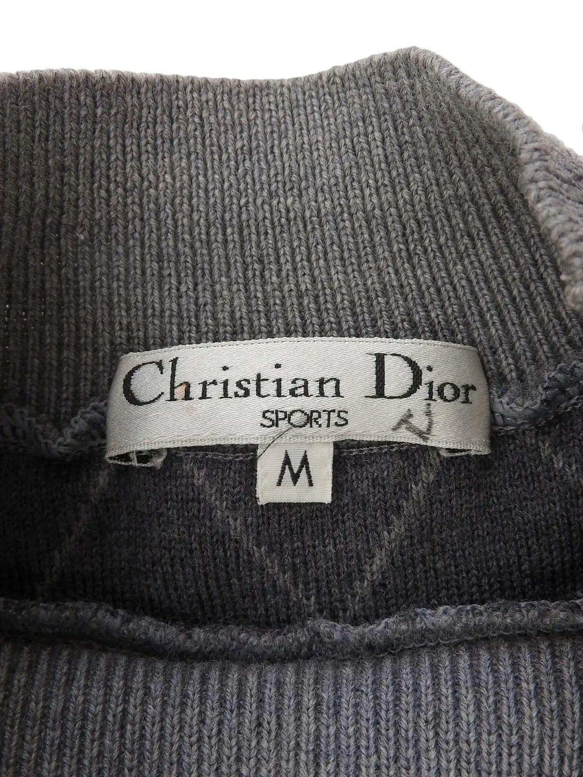 Diamond Pattern Logo Embroidered Knit Sweater in Gray