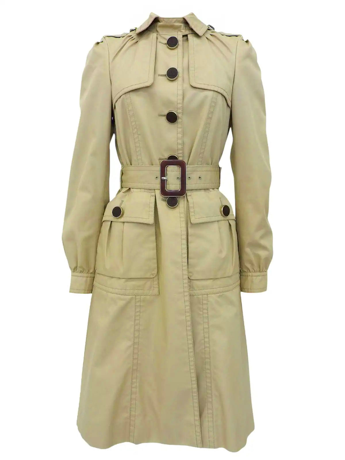 Logo Button Trench Coat Light Beige