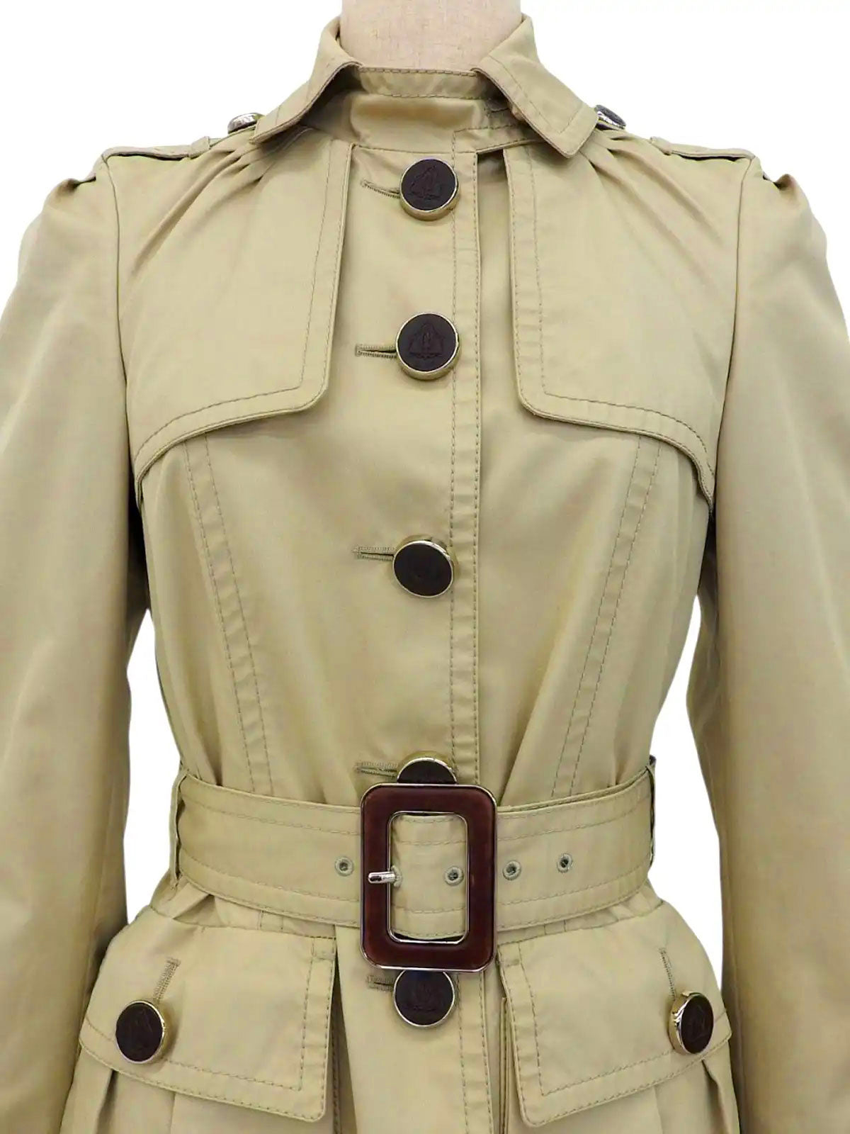 Logo Button Trench Coat Light Beige