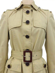 Logo Button Trench Coat Light Beige