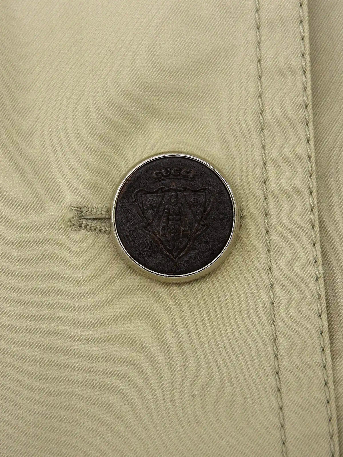Logo Button Trench Coat Light Beige