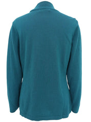 Logo Embroidered Long Sleeve Knit Top in Teal Green