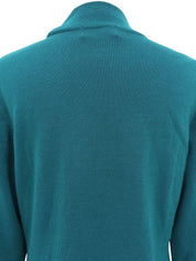 Logo Embroidered Long Sleeve Knit Top in Teal Green