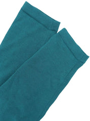 Logo Embroidered Long Sleeve Knit Top in Teal Green