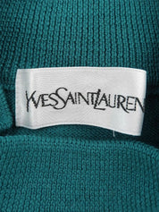 Logo Embroidered Long Sleeve Knit Top in Teal Green