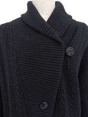 Wool cable knit cardigan in black