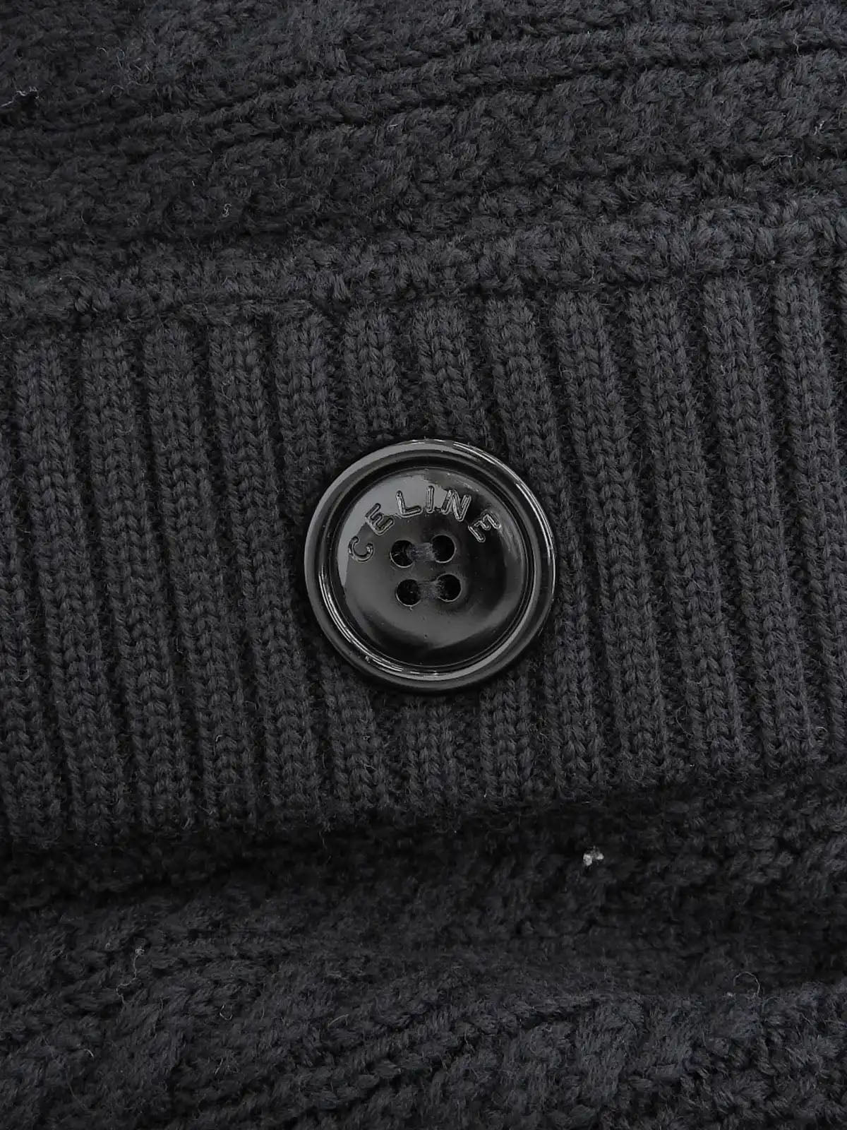 Wool cable knit cardigan in black