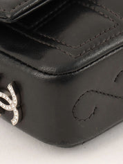 Circa 2000 Chocolate Bar 2.55 Rhinestone CC Mark Mini Chain Bag Black