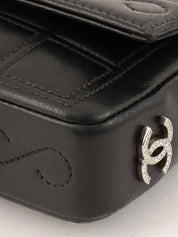 Circa 2000 Chocolate Bar 2.55 Rhinestone CC Mark Mini Chain Bag Black