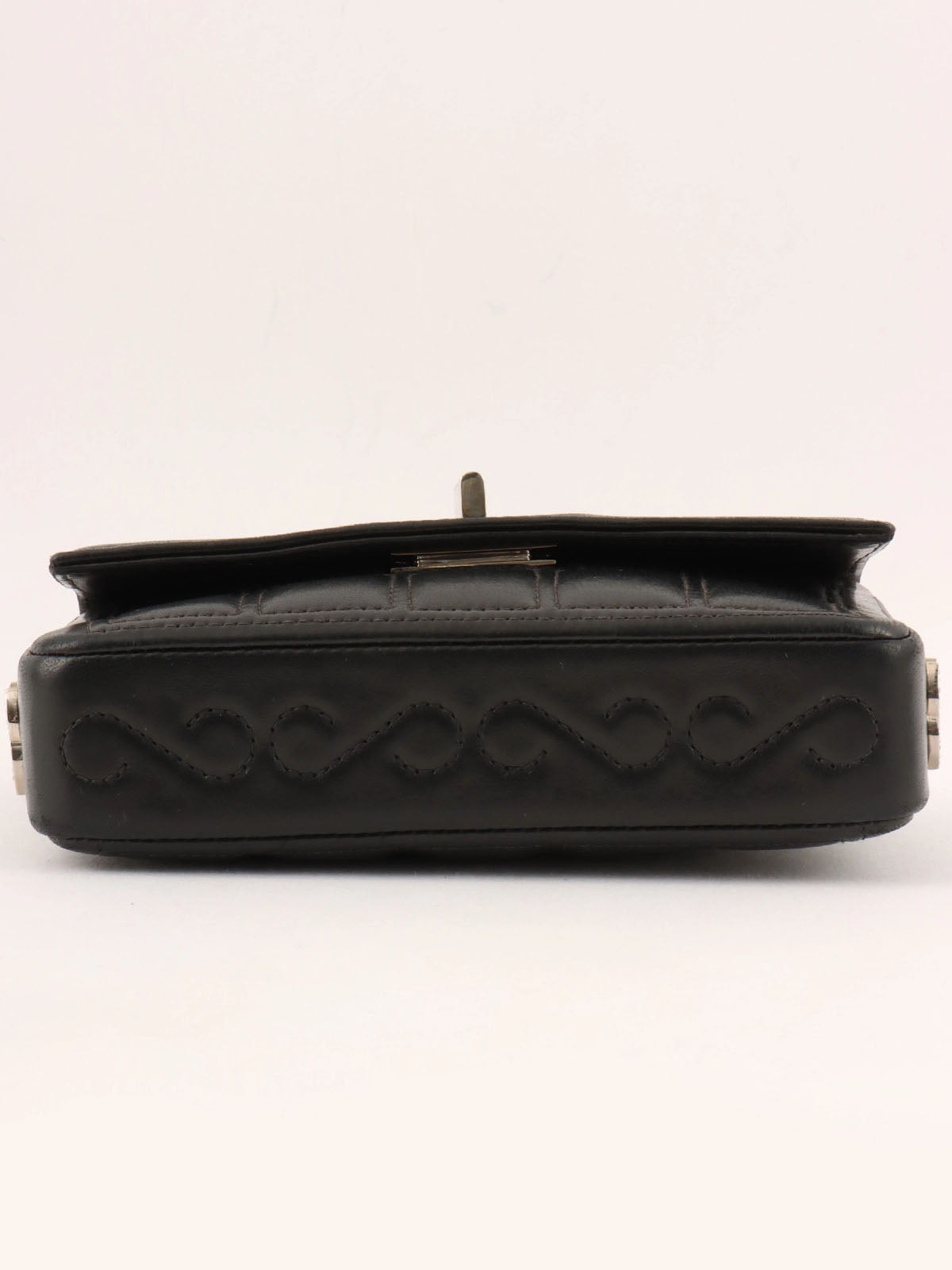 Circa 2000 Chocolate Bar 2.55 Rhinestone CC Mark Mini Chain Bag Black
