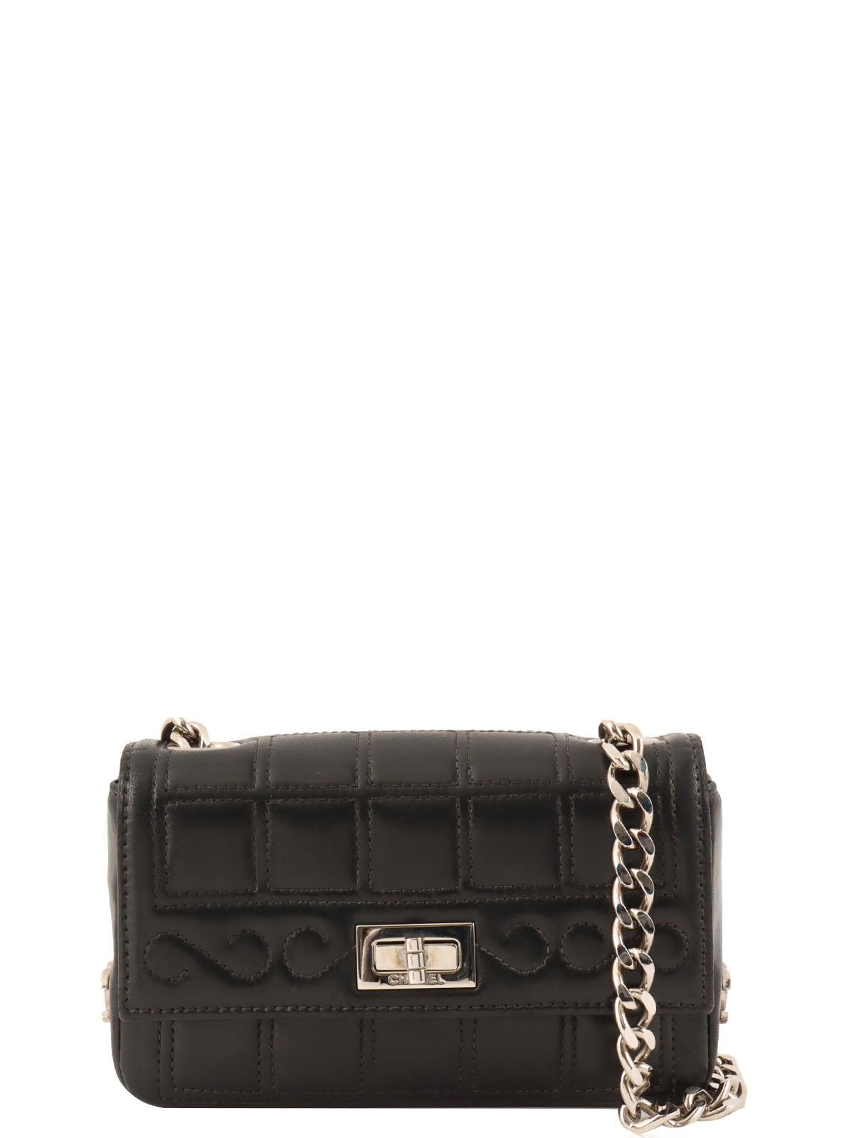 Circa 2000 Chocolate Bar 2.55 Rhinestone CC Mark Mini Chain Bag Black