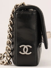 Circa 2000 Chocolate Bar 2.55 Rhinestone CC Mark Mini Chain Bag Black