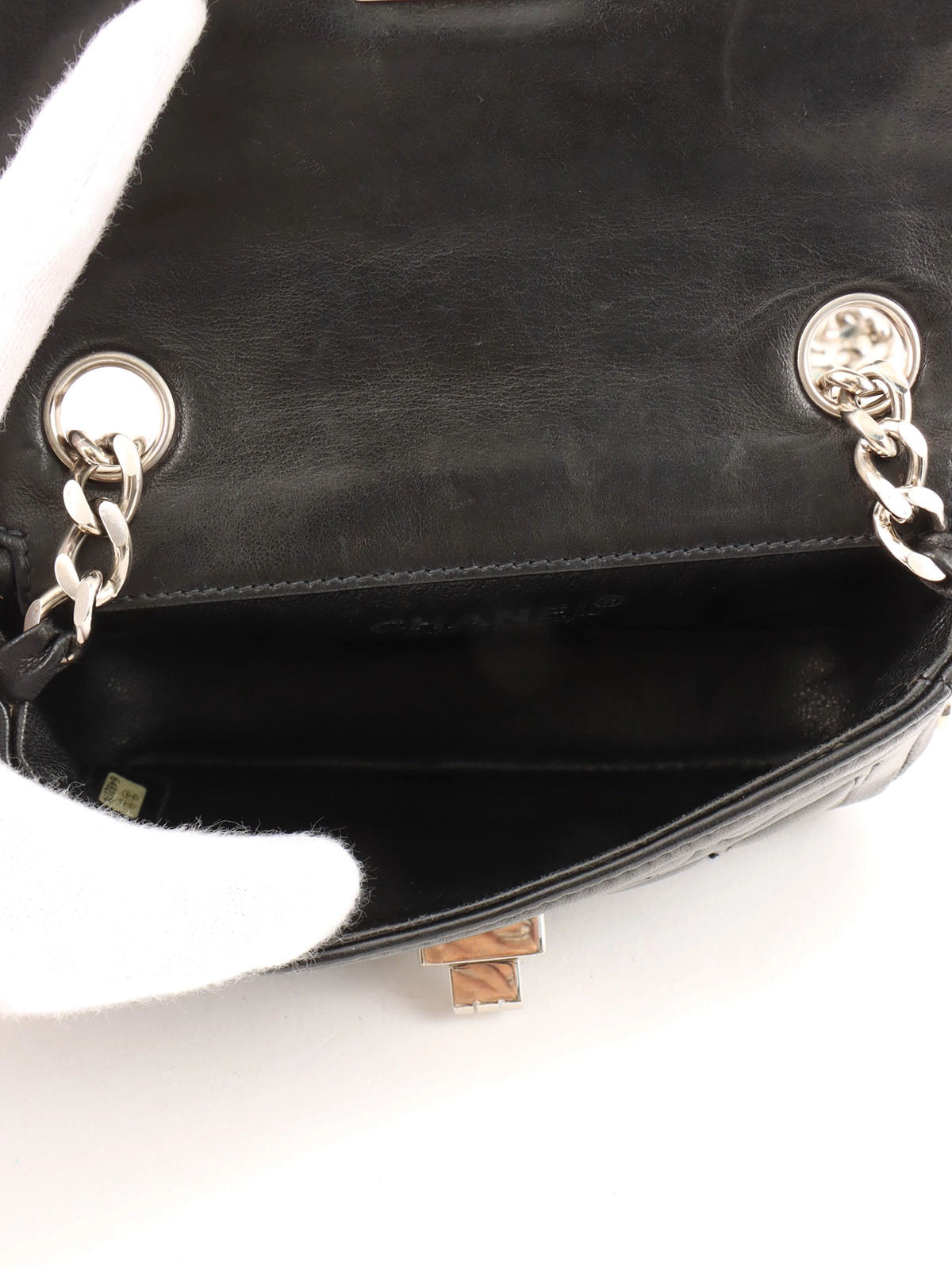 Circa 2000 Chocolate Bar 2.55 Rhinestone CC Mark Mini Chain Bag Black