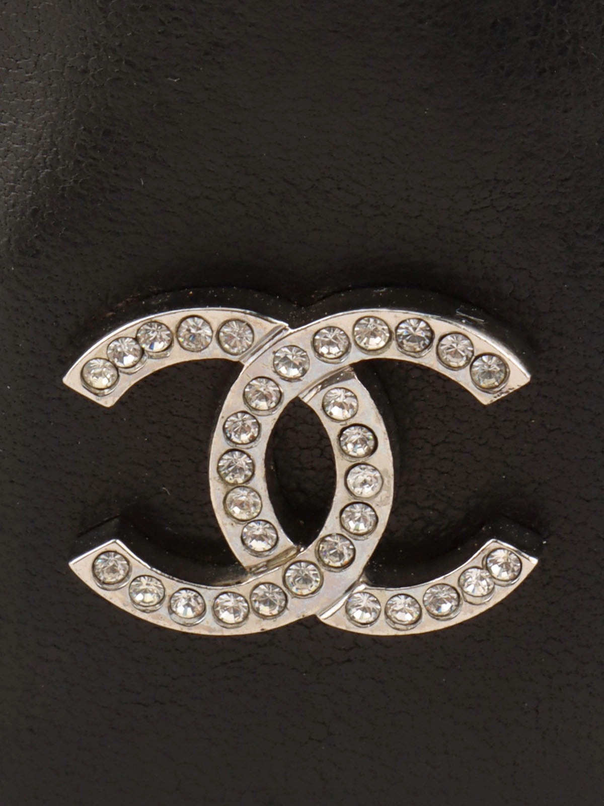 Circa 2000 Chocolate Bar 2.55 Rhinestone CC Mark Mini Chain Bag Black