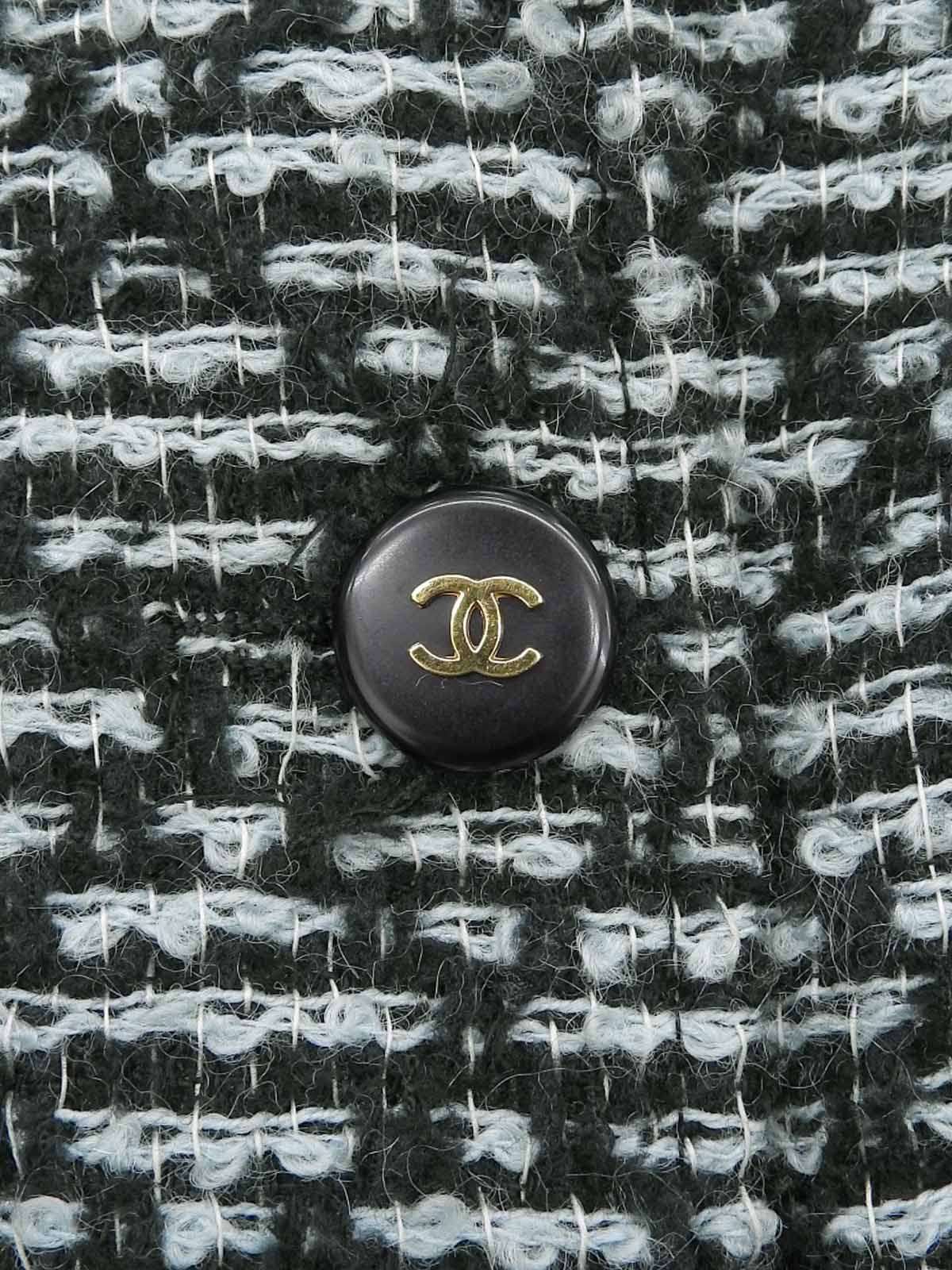 1995 Tweed CC Mark 纽扣夹克 黑色/冰蓝色