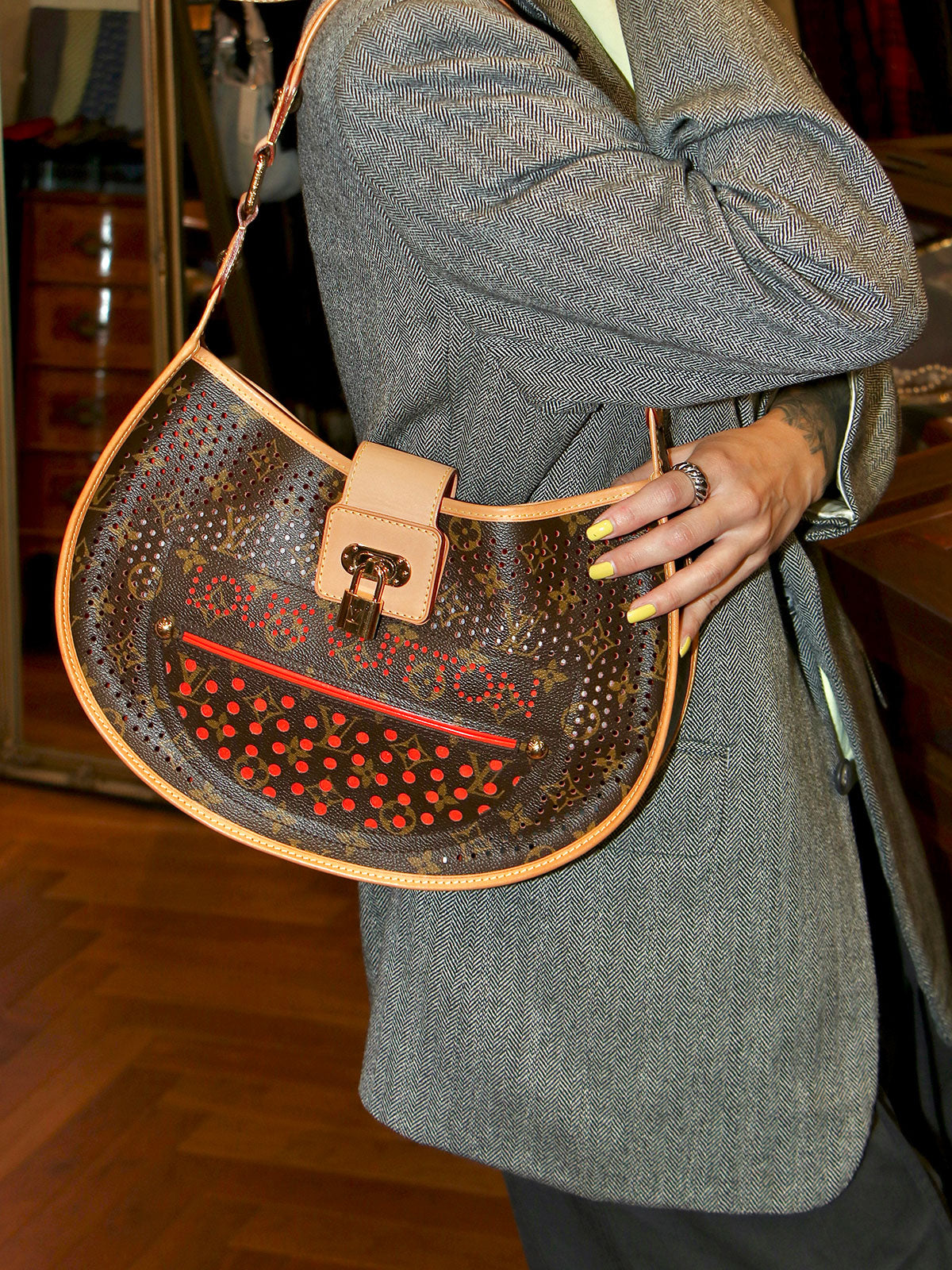 2006 Monogram Canvas Perforated Demilune Brown/Orange