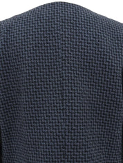 ツイードノーカラージャケット ブルー/ブラック