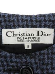 ツイードノーカラージャケット ブルー/ブラック