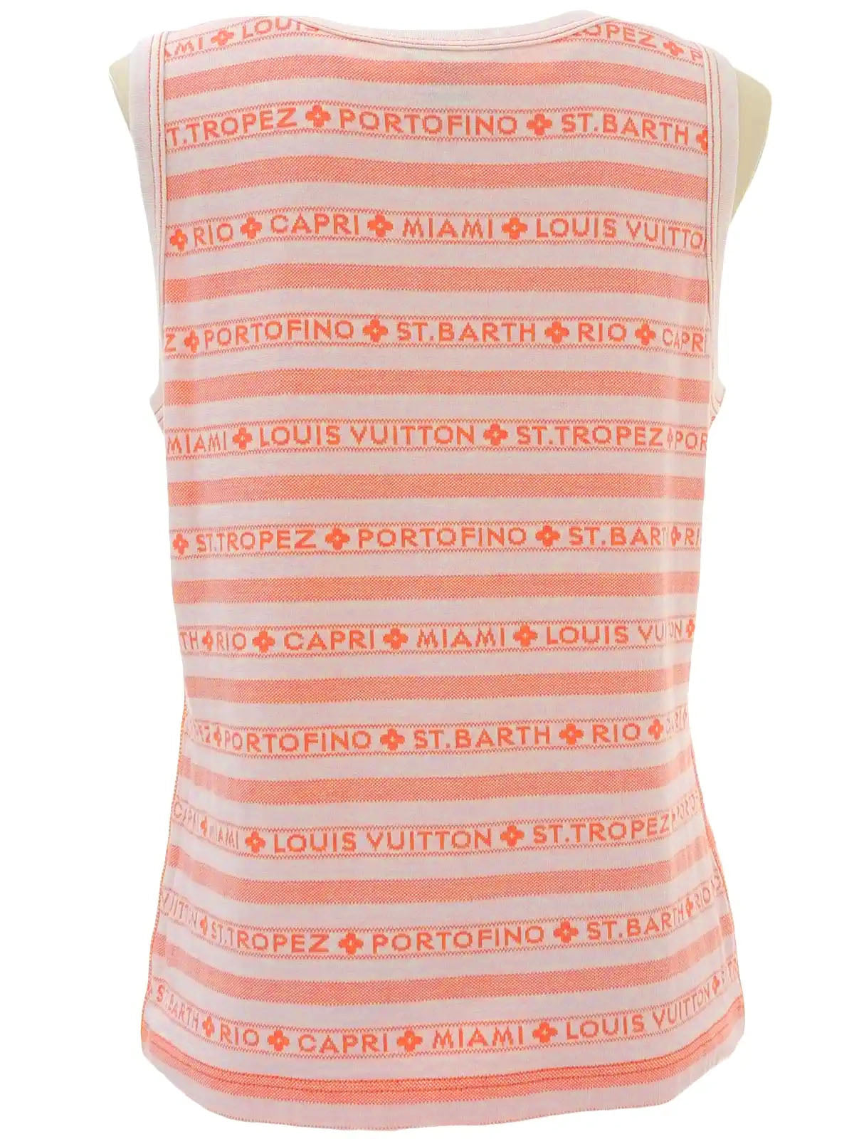 Striped logo sleeveless top in white/orange