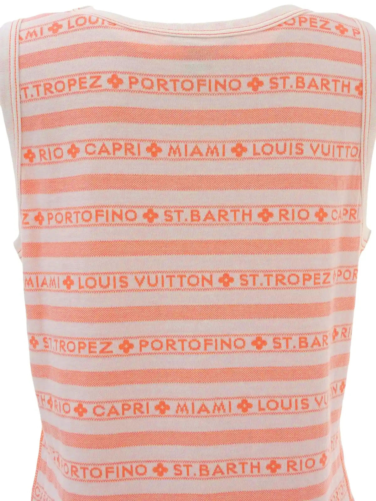Striped logo sleeveless top in white/orange