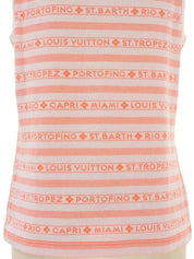 Striped logo sleeveless top in white/orange