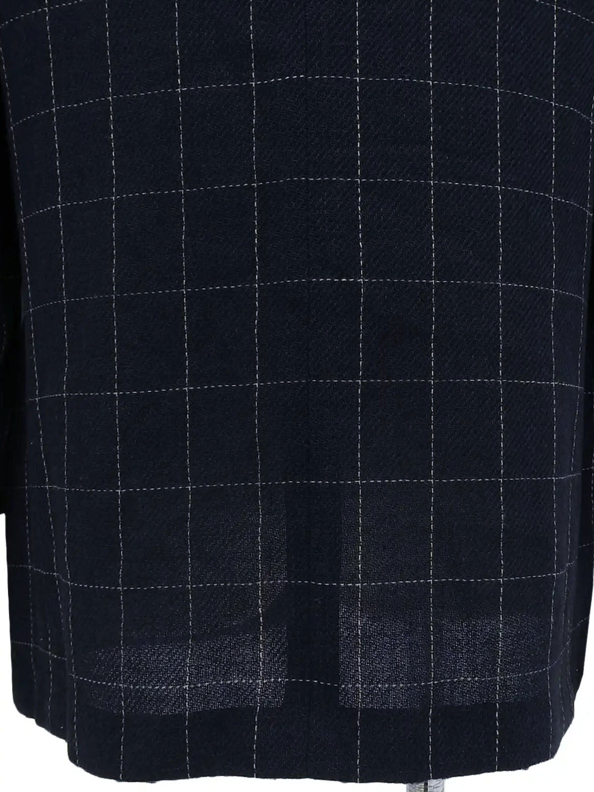 海军蓝格纹徽标纽扣夹克