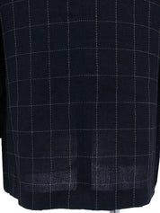 海军蓝格纹徽标纽扣夹克