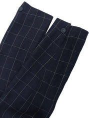 海军蓝格纹徽标纽扣夹克