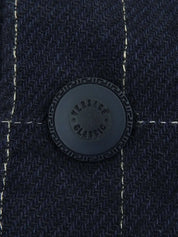 海军蓝格纹徽标纽扣夹克