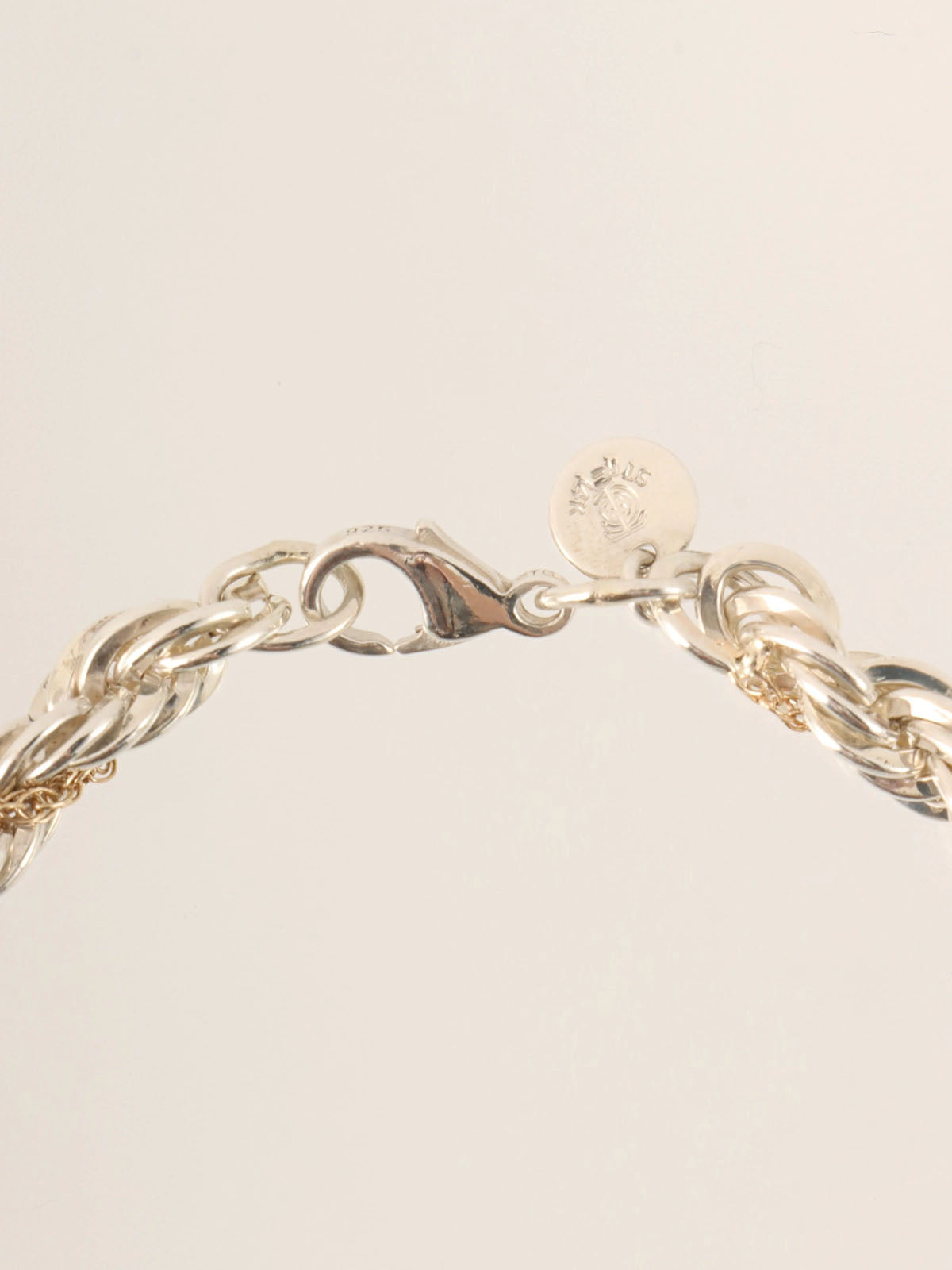 14K925 银/金扭链手链