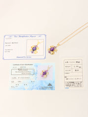 18K Amethyst and Tanzanite Design Necklace in Gold/Purple