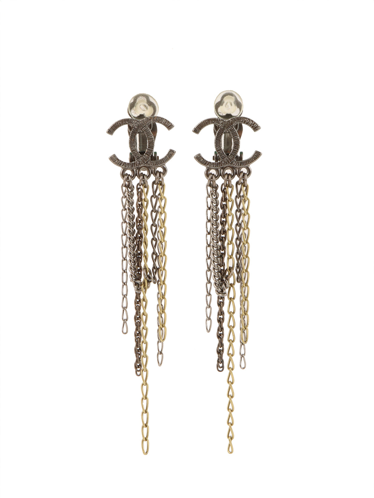 2011 CC Mark Swing Chain Earrings Silver/Gold