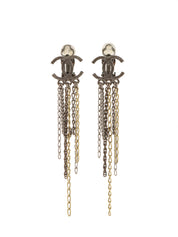 2011 CC Mark Swing Chain Earrings Silver/Gold
