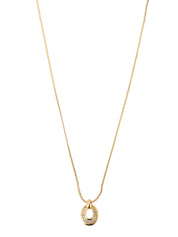Rhinestone Oval Motif Necklace Gold