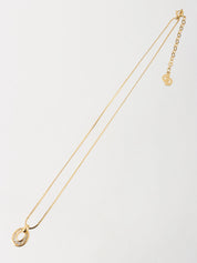 Rhinestone Oval Motif Necklace Gold