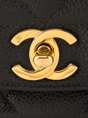 1995 Diana 翻盖链条包,25厘米,黑色,鱼子酱色