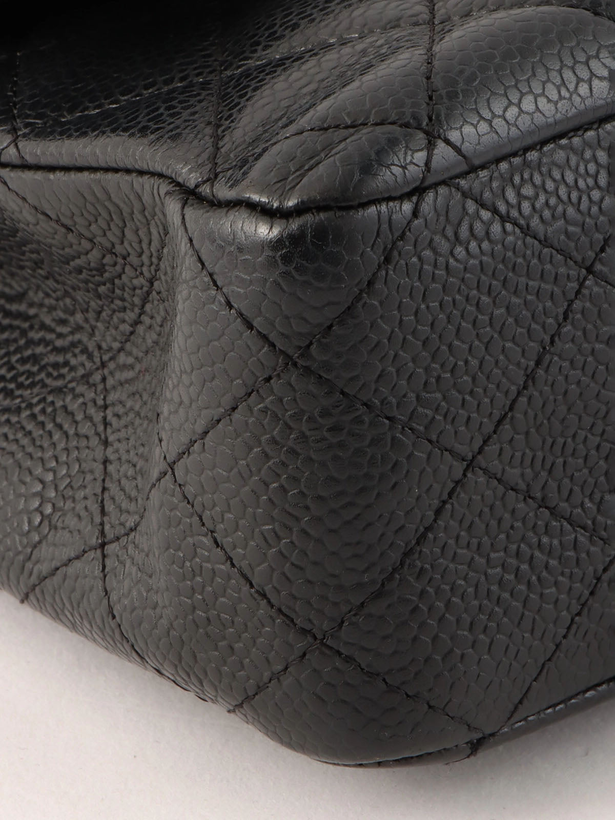 2009 Caviar Skin 经典翻盖链条包 25厘米 黑色