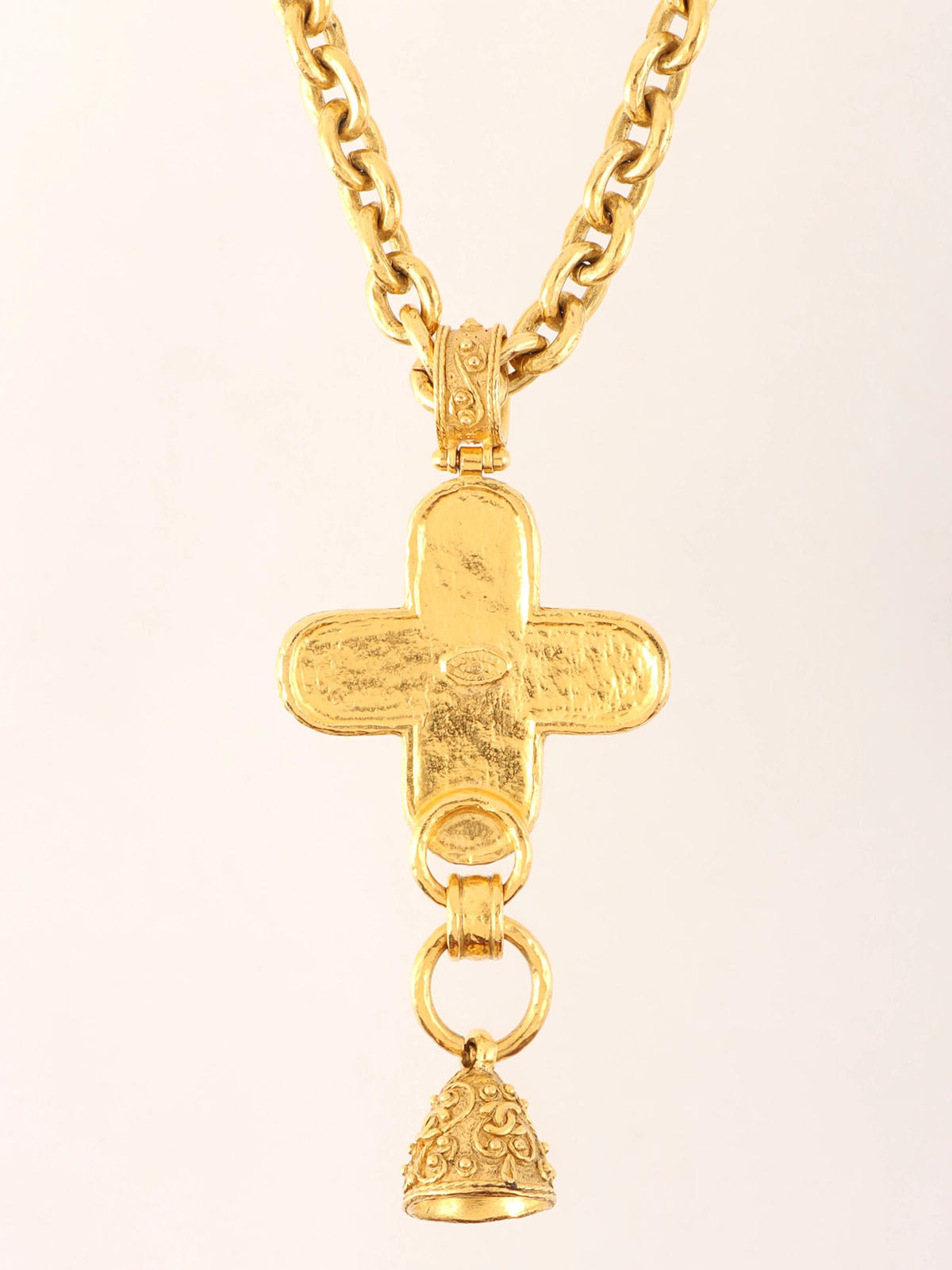 1994 Cross Dot CC Mark Swing Bell Long Necklace Gold