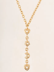 Pearl Rhinestone Multi-Motif Necklace in Gold/White